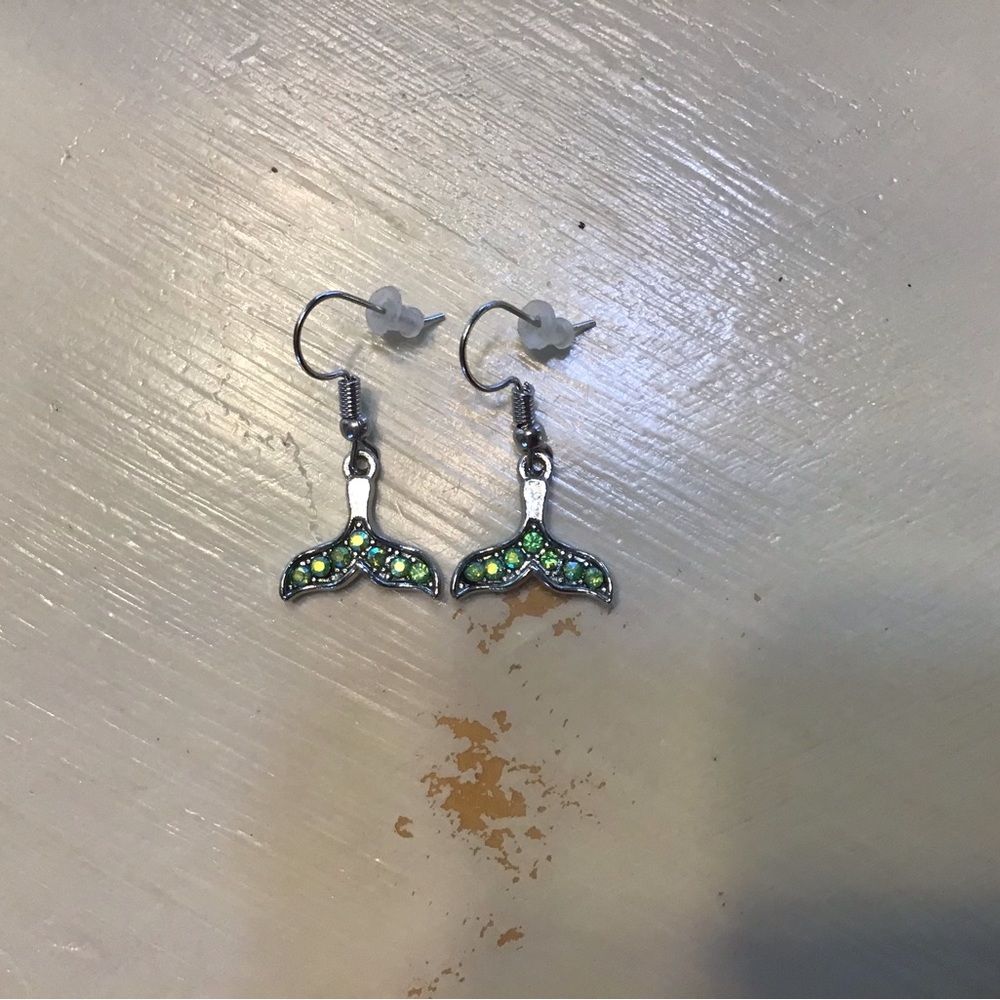 NEVER USED  silver mermaid tail earrings